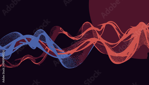 Vibrant Digital Waves Creating a Symphony of Colorful Abstract Patterns Against a Deep Dark Background