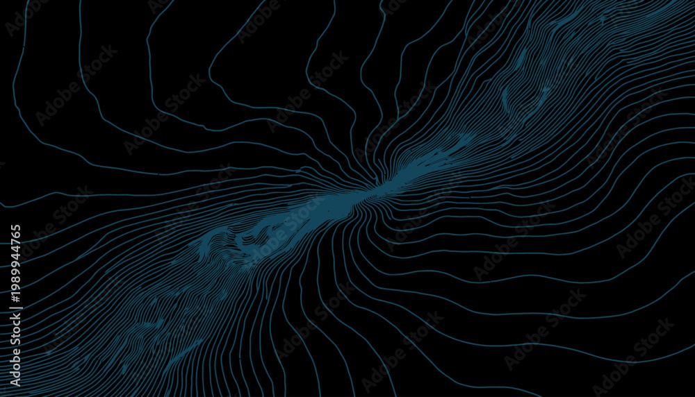 Obraz premium Abstract Visualization of Flowing Blue Lines on Black Background Representing Dynamic Movement, Energy, and Motion in a Simplistic and Futuristic Style
