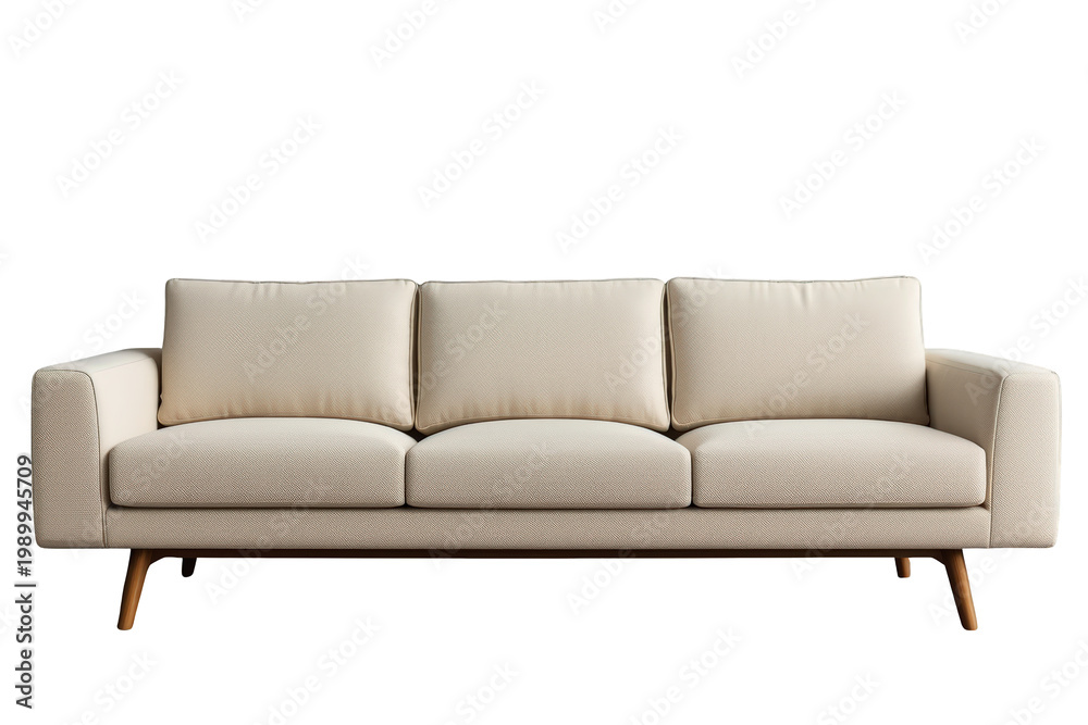 Fototapeta premium Beige modern minimalist sofa with clean design and comfortable upholstery, providing contemporary seating