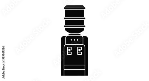 Simple black silhouette of a water cooler dispenser on a white background silhouette