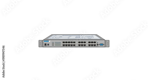 Network switch device with multiple Ethernet ports for data communication.