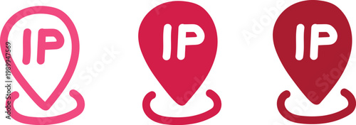Magenta Pink IP Address Map Pin Set for Creative Networking and Modern Server Location Tracking Design Elements