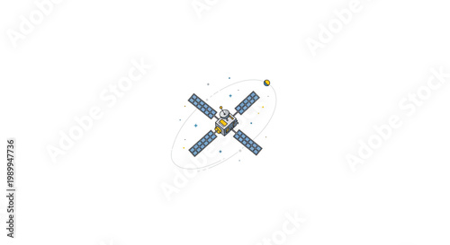 Illustration of a satellite orbiting Earth with solar panels and communication antennas last 2026.