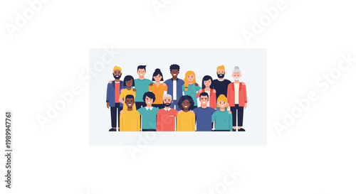 Diverse group of people representing various ages and professions standing together last 2026.