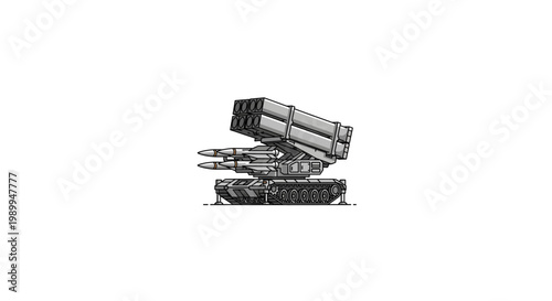 Military missile launcher vehicle with multiple rocket launch system isolated on white background last 2026.