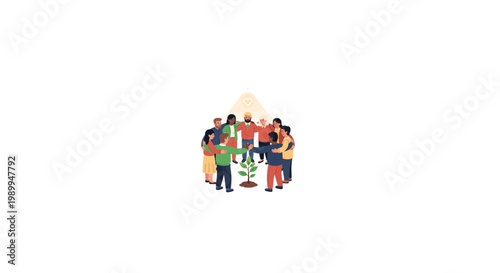 Group of diverse people standing together with a dog in a friendly social gathering last 2026.