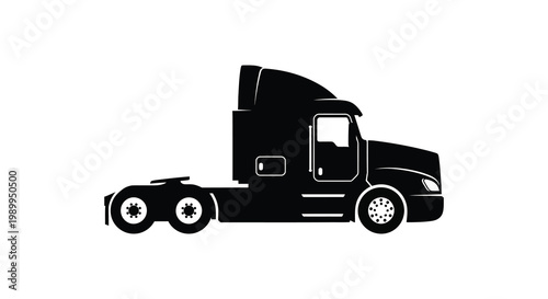 A striking black silhouette of a large semi truck powerfully conveying transportation silhouette