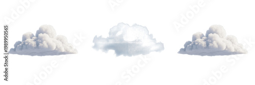 Foto Set and collection of single small clouds isolated on transparent png background