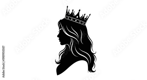 Black silhouette of a woman wearing crown.
