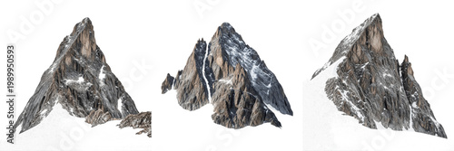 Foto Set and collection of mountain ranges isolated on transparent png background