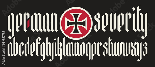 Gothic font. A complete set of English capital letters in a strict Germanic style. Medieval Latin letters. Vector calligraphy and lettering.
