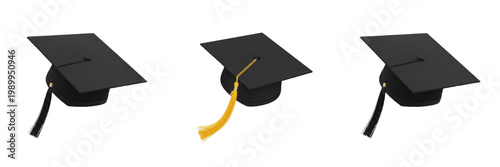 Fotografía Set and collection of graduation caps isolated on transparent png background