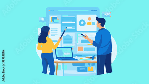 Businessman using laptop and tablet devices for modern digital work