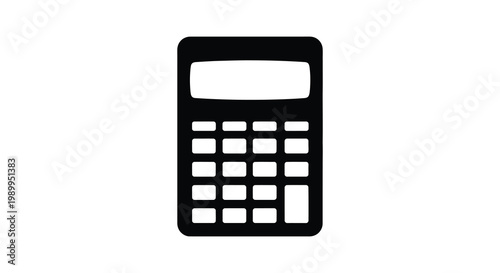 Simple black calculator icon on a white background a stark silhouette