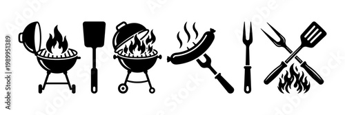 Set of kitchen spatulas and turners. Isolated black vector elements with transparent PNG background for cooking and bakery designs.