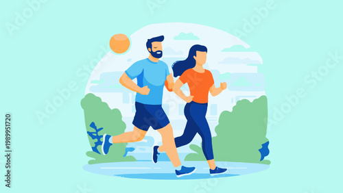 global business people holding a globe together in a flat vector illustration style