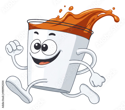 Cute coffee cup cartoon illustration for coffee lovers. Transparent background