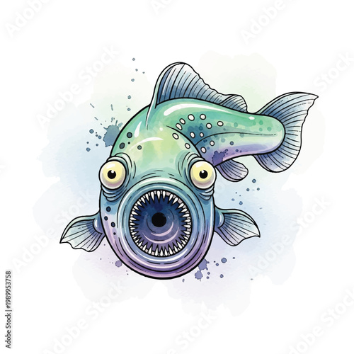 Anglerfish with large mouth open wide.