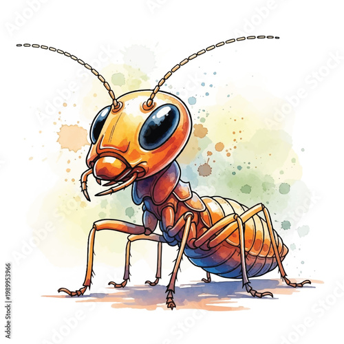 Colorful illustration of an ant.