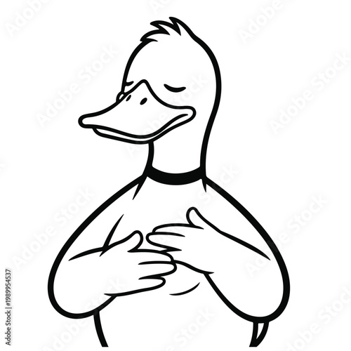 Muscular Duck with Smug Expression.