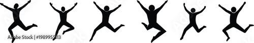 Jumping Person Vector Icon Silhouette