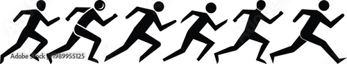 Running Person Vector Icon Silhouette set