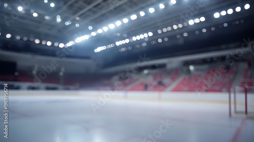 Blurred ice hockey rink in arena symbolizing global connectivity and communication