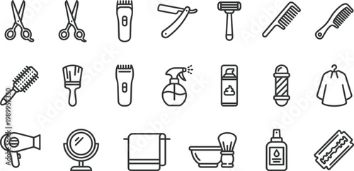 Various grooming tools and equipment for hair care and styling