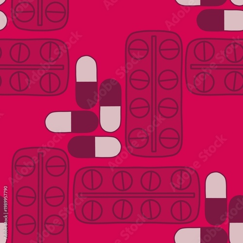 Medicine seamless pills pattern for wrapping paper and doctor clothes and packaging and medical accessories