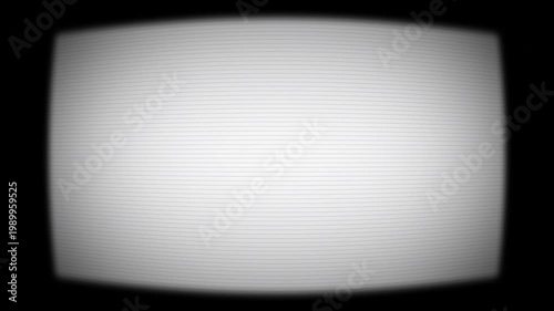 Curved lens old TV screen frame overlay seamless loop animation with CRT scan lines, vignette effect, VHS noise, and random glitch flicker. 4K animated analog old TV overlay for retro video editing.