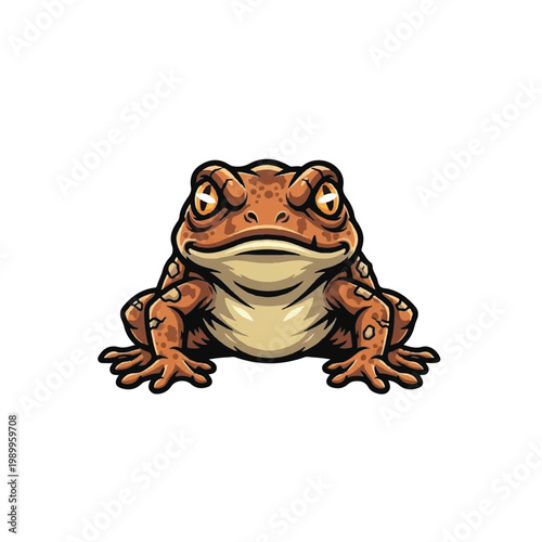 Brown Frog Sitting Cartoon Character.