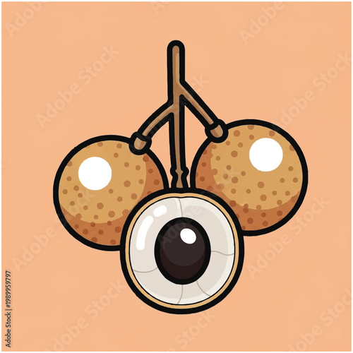 Cartoon eye with brown eyeballs.