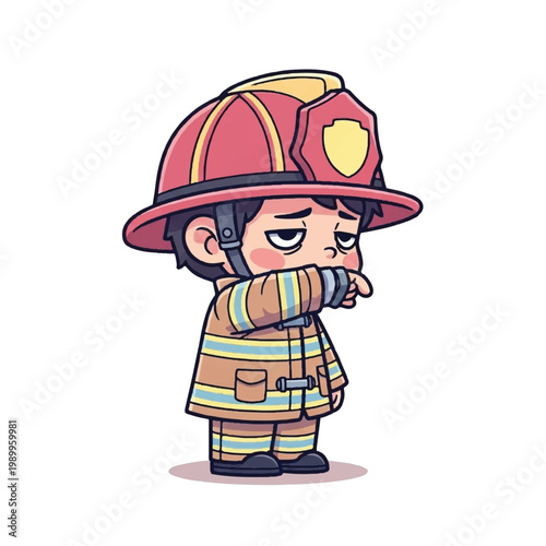 Caucasian male fireman in uniform.