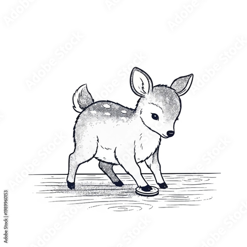 Cute little deer standing alone.