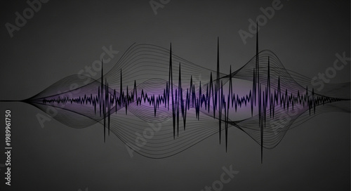 Tablou pe pânză Abstract Sound Waveform Purple Digital Audio Visualization.