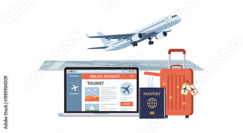 global travel landmarks illustration with hot air balloons