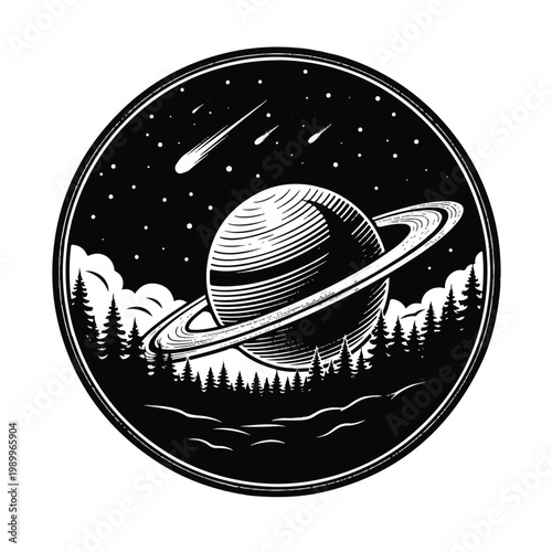 Saturn planet with ring system.