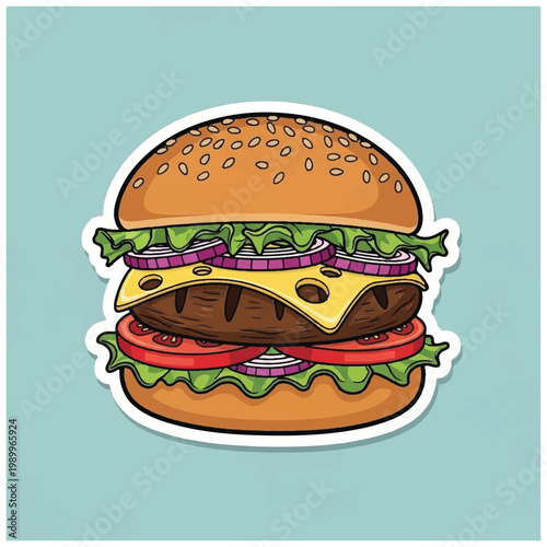 Delicious cheeseburger with fresh ingredients.