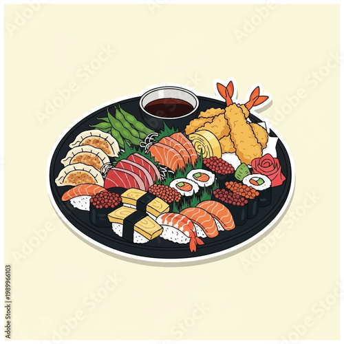 Variety of sushi on plate.