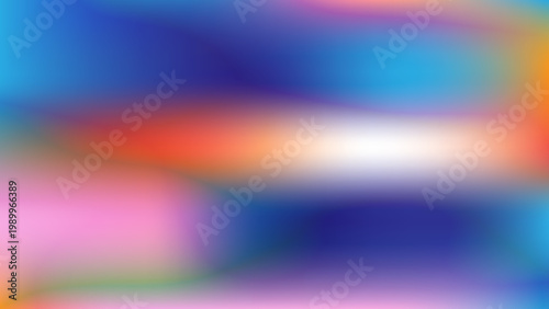 Deep blue, cyan, orange, and pink colors blend in this soft, blurred vector gradient mesh background. The fluid, holographic transitions create a modern abstract design.