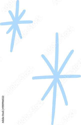 Light Blue Hand Drawn Sparkle and Star Doodle Element