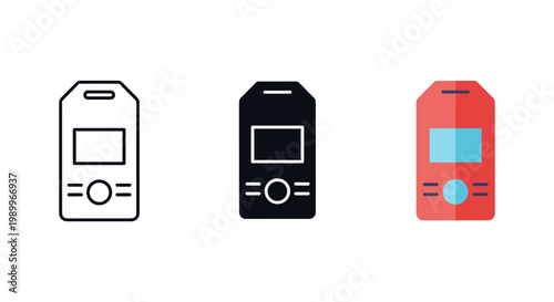 mp3 player icons in black, white and red