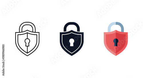security icons, shield and lock symbols, protection concept