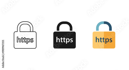 https padlock icons in white, black, and yellow