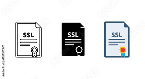 SSL certificate icons, secure socket layer symbols