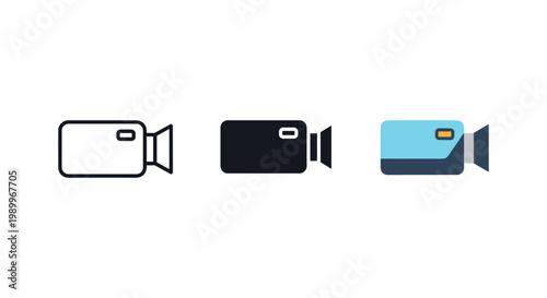 vector illustration of three different video cameras