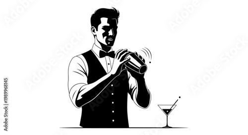 Bartender Shaking Cocktail in Bar.