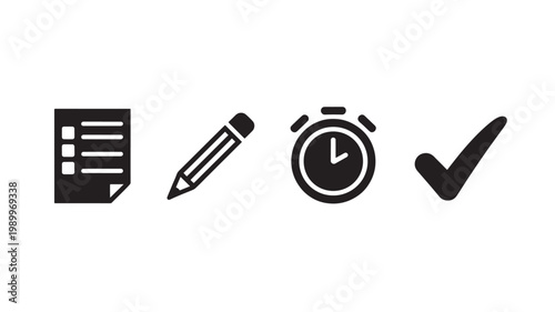 Business Productivity Icons Set for Time Management and Efficiency