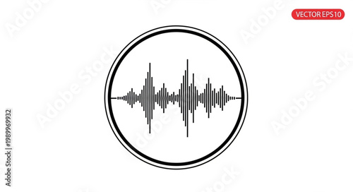 Sound Waveform Inside Circle Icon.