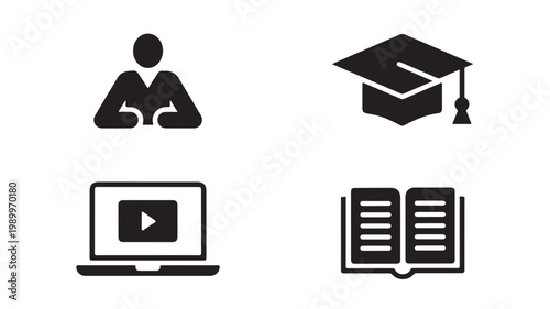 Online Learning & E-learning Icons for Education Technology